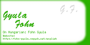gyula fohn business card